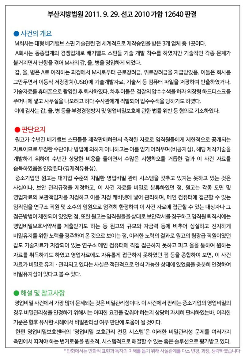 중소기업에 꼭 필요한 영업비밀 보호관리 시스템!